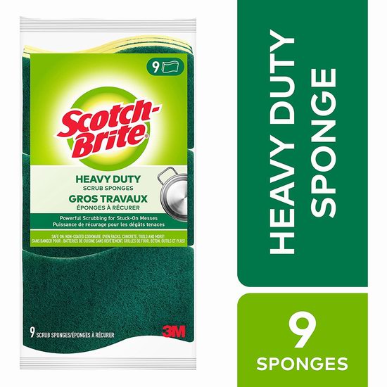  3M Scotch-Brite 思高 刷锅神器 多用途重型磨砂清洁海绵/百洁布9件套5.9折 7.33加元！单个仅0.81加元！