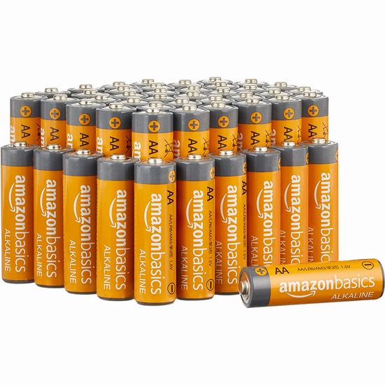  Amazon Basics AA 高性能碱性电池48只装 13.55加元！