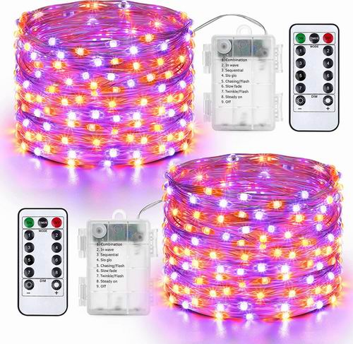  Lyhope 33英尺100 LED 2色 防水万圣节串灯2件装  10.77加元（原价 21.99加元）