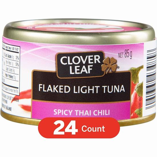  Clover Leaf 泰式香辣 高蛋白 金枪鱼罐头（85克 x 24罐）5.5折 23.28加元！单罐仅0.97加元！