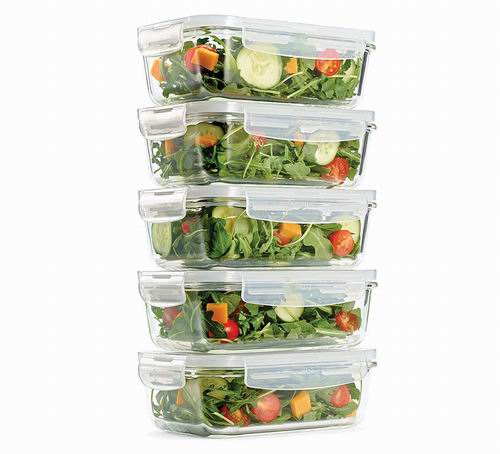  Fit & Fresh  玻璃保鲜盒 带密封盖 5件套 38.46加元（原价 46.12加元）