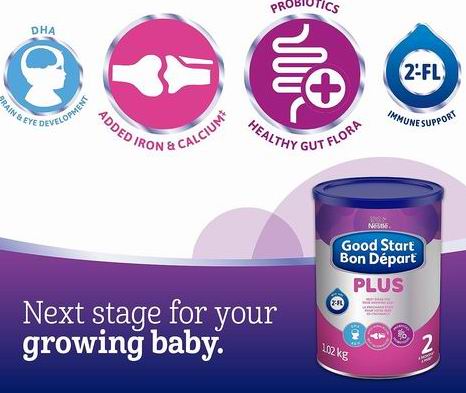  NESTLÉ GOOD START PLUS 1/2含益生菌+DHA  婴儿配方奶粉、液体奶7.8折 19.97加元起！多款可选