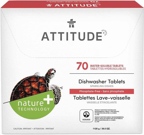  ATTITUDE不含磷酸盐 天然洗碗机专用清洁剂70片 15.27加元（原价 29.99加元）