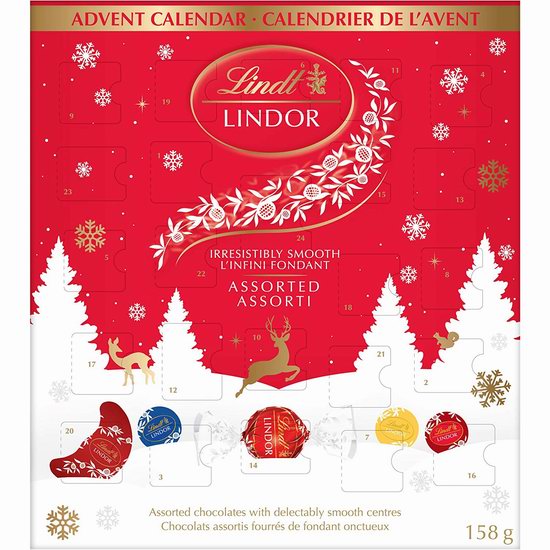  历史新低！Lindt LINDOR 瑞士莲 圣诞倒数日历巧克力6.5折 9.98加元！