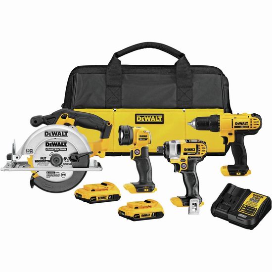 历史新低！DEWALT 得伟 DCK466D2 20V MAX锂电 无绳电动工具4件套5.7折 299.21加元包邮！