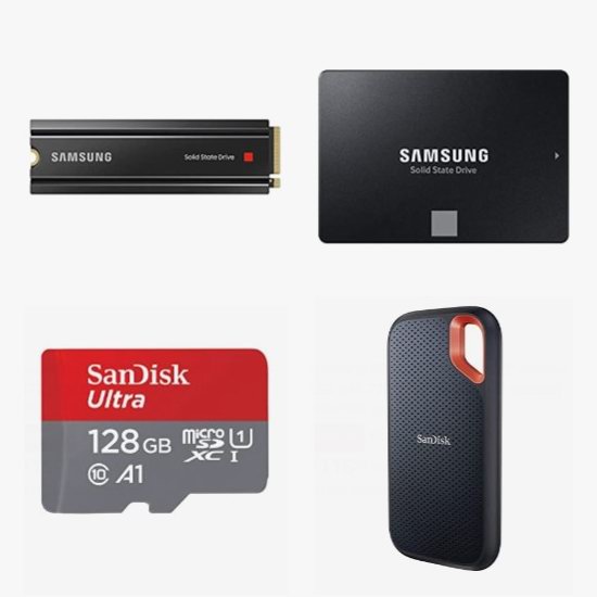  精选 Samsung、Crucial、SanDisk、Seagate 等品牌固态硬盘、移动硬盘、储存卡、U盘5.4折起！