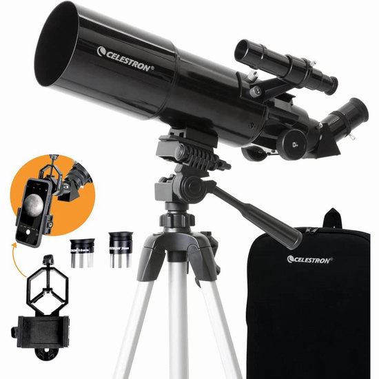  历史新低！Celestron 星特朗 Travel Scope 80 DX 旅行者 天文望远镜7.3折 129.99加元包邮！支持手机观察、拍摄！