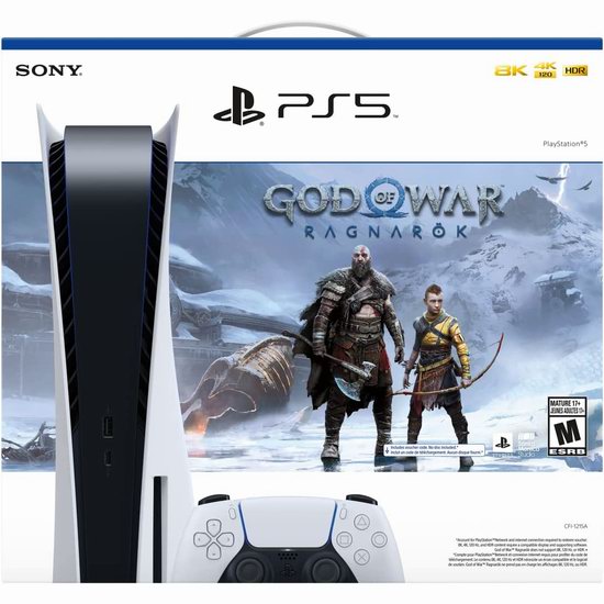 PlayStation 5 标准版/数字版游戏机+ 《战神：诸神黄昏》捆绑版 599.98-729.98加元包邮！