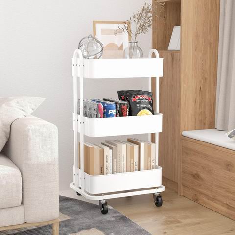  Ceayell 3层全金属多功能滚动手推车 39.99加元（原价 59.99加元）+包邮！2色可选