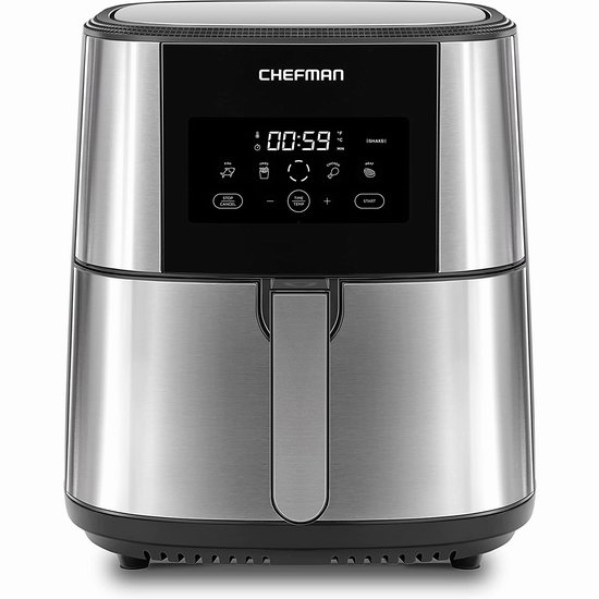  历史新低！Chefman TurboFry 8夸脱大容量 时尚不锈钢 数字控制空气炸锅5.2折 89.99加元包邮！