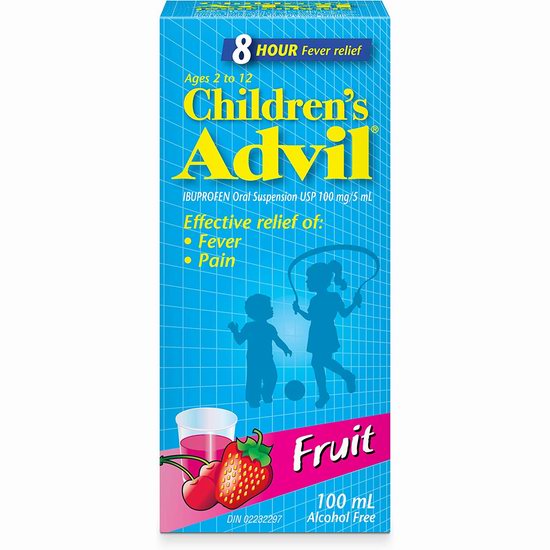  Advil 水果味 布洛芬 8小时长效 2-12岁儿童退烧止痛口服液 12.99加元！
