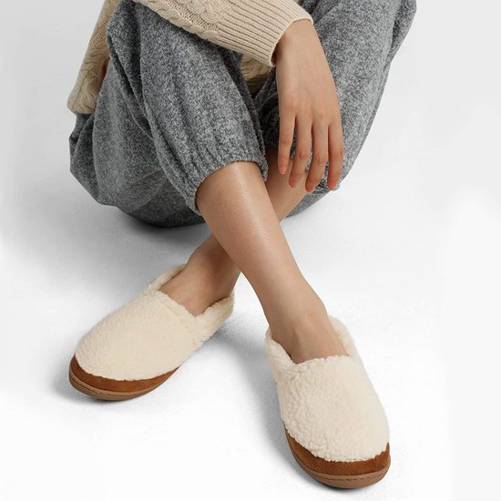  历史新低！DREAM PAIRS 女式夏尔巴暖绒一脚蹬保暖鞋5.5折 20.34加元！4色可选！