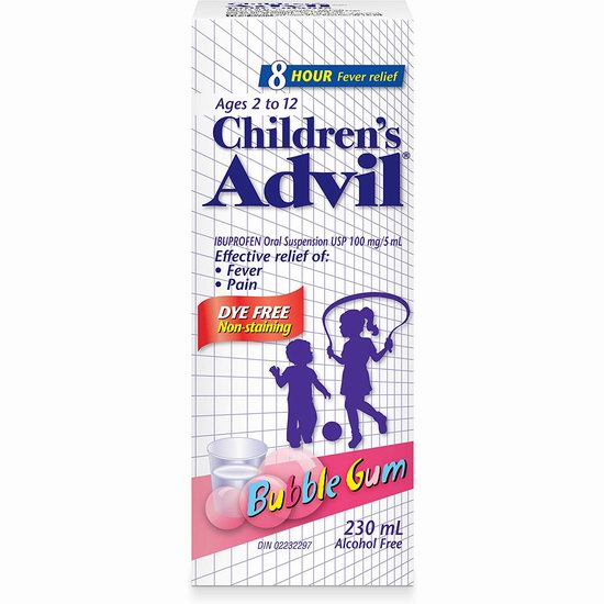  Advil 葡萄味 布洛芬 8小时长效 2-12岁儿童退烧止痛口服液（100ml）12.99加元！