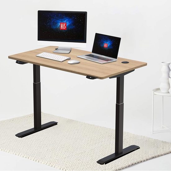 Hi5 站坐两用 电动升降 智能防撞 木纹升降桌/电脑桌7.2折 288.3加元包邮！