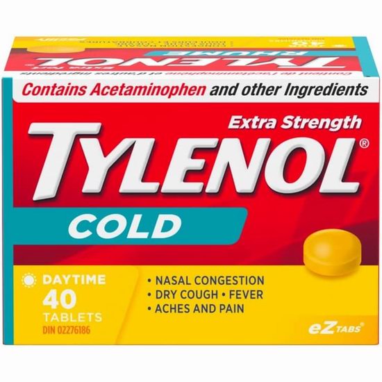  Tylenol 泰诺 Cold强效 日用退烧止咳止痛流感药（40片） 14.99加元！