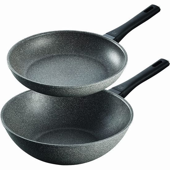  白菜价！Zwilling 双立人 Terreno 超耐用花岗岩不粘底煎锅+中式深炒锅2件套3.2折 98.56加元包邮！