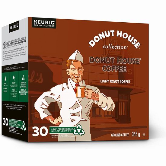  白菜价！历史新低！Keurig Donut House K-Cups 咖啡胶囊（30粒）2.9折 6.48加元！