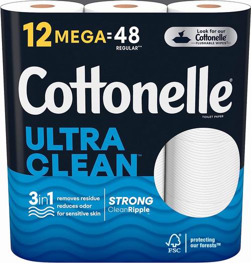  Cottonelle Ultra Clean 12卷卫生纸 12.65加元（原价 18.49加元）！相当于48卷卫生纸！