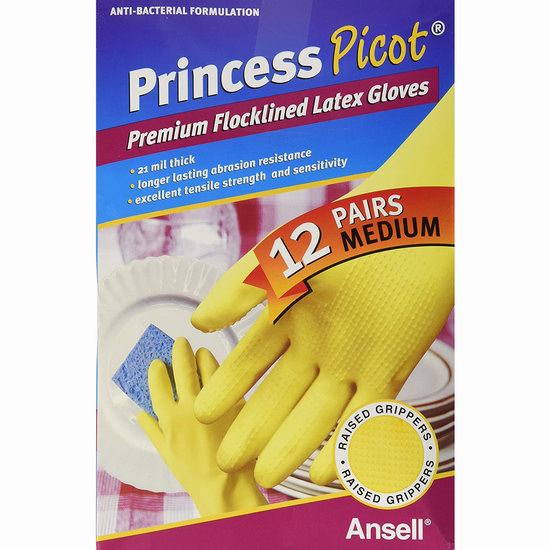  Princess Picot 中号乳胶手套（12双）5.7折 15.99加元！