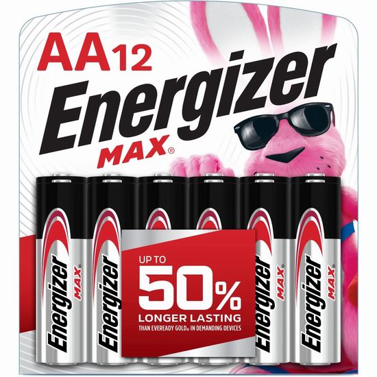  历史最低价！Energizer 劲量 Max AA 高能碱性电池12颗装6折 8.97加元！