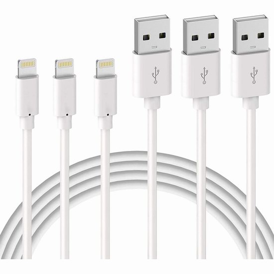  历史新低！Quntis Lightning to USB 6英尺数据线3件套5.5折 8.24加元！