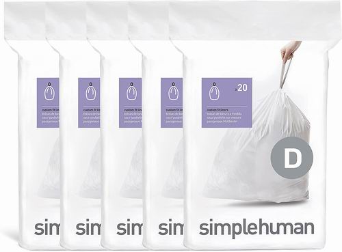  simplehuman Code D 20升白色抽绳垃圾袋100个 37加元（原价 48.93加元）