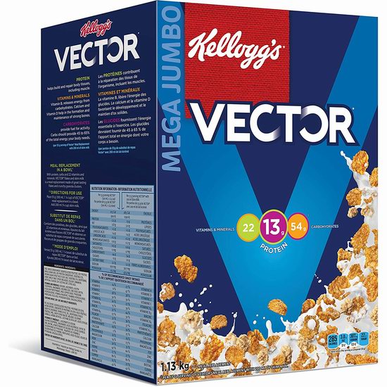  Kellogg's Vector 健康早餐麦片（1.13公斤）3.4折 11.99加元！