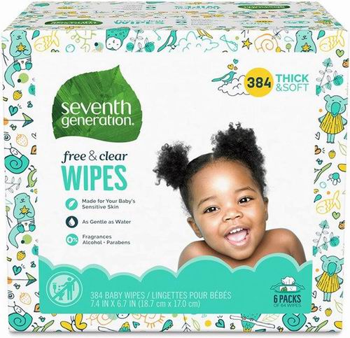  Seventh Generation 婴儿湿巾6包（共384张）19.15加元（原价 23.94加元）