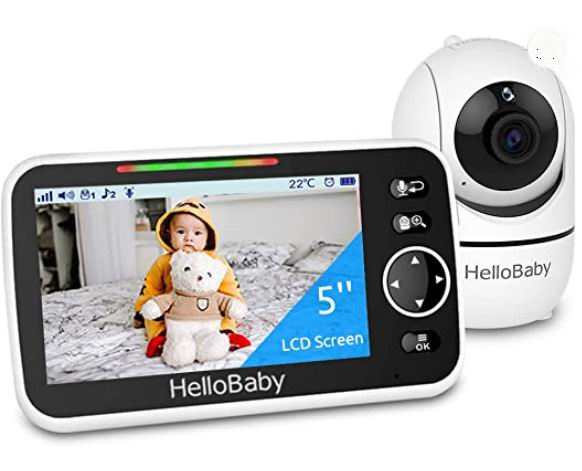  史低价！Hello Baby 5英寸显示屏婴儿夜视监视器 双向通话 带音乐 114.84加元（原价 149.99加元）