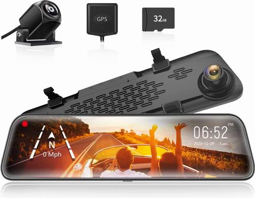  WOLFBOX G840S 1296P全高清后视镜行车记录仪 149.99加元（原价 179.99加元）