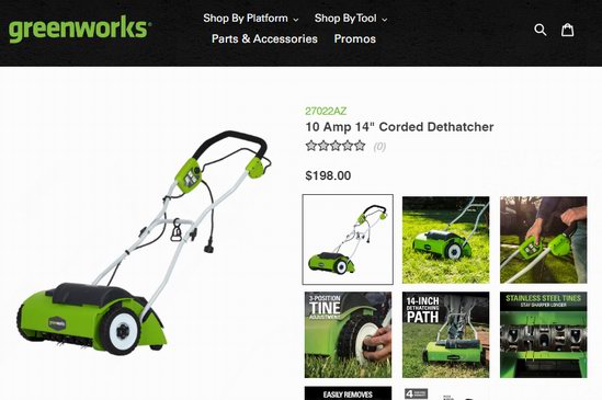 GreenWorks 27022 10安培 14英寸电动梳草机6.6折 131加元包邮！清除枯草必备！