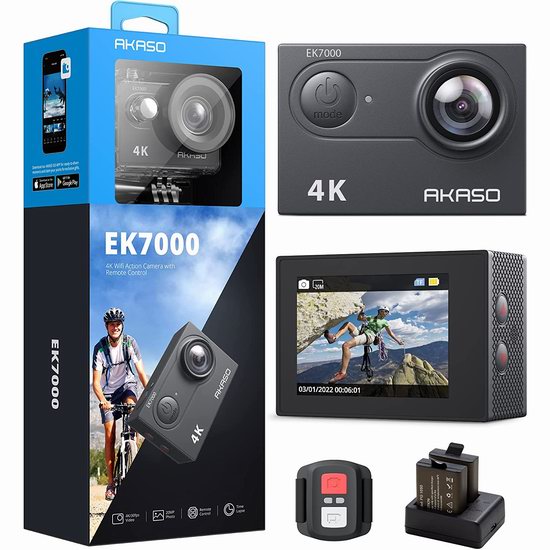  AKASO EK7000 4K超高清广角运动相机 66.49加元限量特卖并包邮！