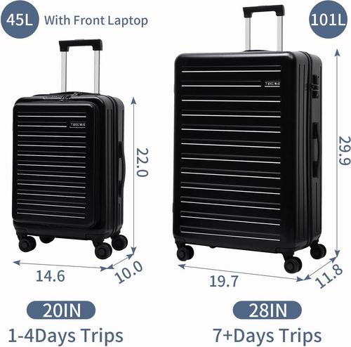 TydeCkare 20/28 英寸可扩展硬壳拉杆行李箱2件套 186.99加元（原价 259.99加元）！3色可选！
