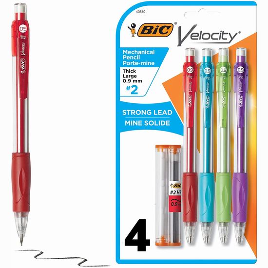  BIC MVP41-BLK #2号 自动铅笔4支超值装 6.49加元（原价 13.49加元）