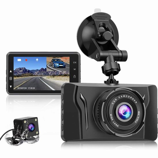  CHORTAU 1080P全高清 前后双摄像头 辅助倒车 行车记录仪6.2折 49.49加元限量特卖并包邮！