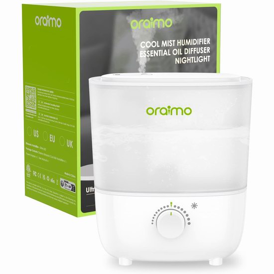  Oraimo 2.5升 超静音 带夜灯 超声波加湿器6.4折 31.99加元（原价 49.99加元）！2色可选！