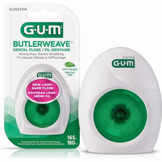  白菜价！GUM ButlerWeave 薄荷味 牙线165米  2.99加元（原价 4.47加元）