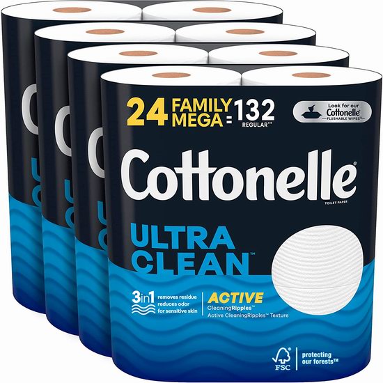 历史新低！Cottonelle Ultra Cleancare 24卷超强卫生纸5.6折 20.12加元包邮！相当于128卷卫生纸！