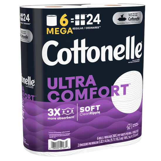  Cottonelle Ultra Comfortcare 双层卫生纸6卷（相当于24卷）4.4折 5.79加元！