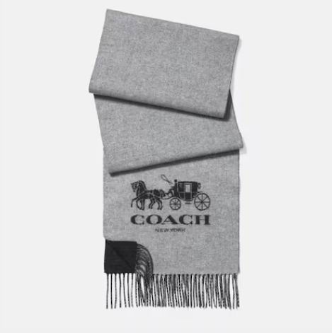 Coach围巾5折起：羊绒围巾165加元、双面格子羊毛羊绒围巾 117加元
