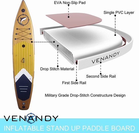 历史新低！VENANDY 12.6英尺超大 军用级超轻PVC SUP充气站立式桨板4折 199.99加元包邮！