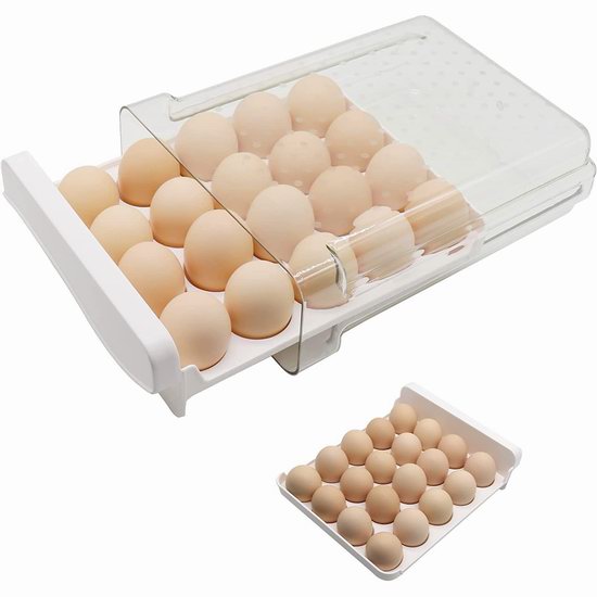 历史新低！Deecam 20鸡蛋 可堆叠抽屉式 透明鸡蛋保鲜盒 15.99加元（原价 22.99加元）