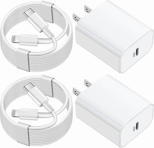 Apple MFi 认证！iPhone 14 13 12 11快速充电器2件装 23.99加元