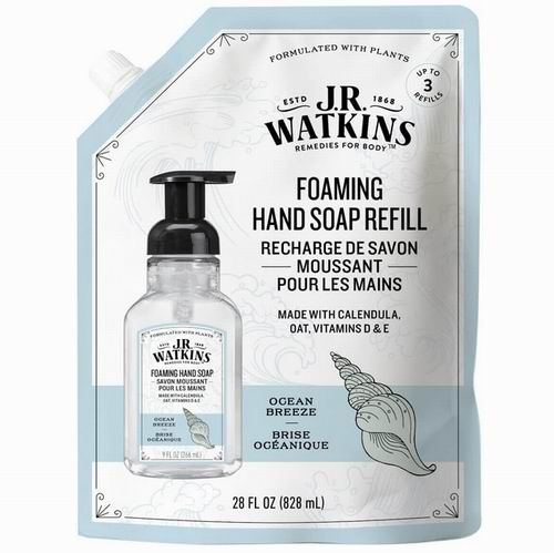  J.R. Watkins 海风泡沫洗手液补充袋 828毫升 5.74加元（原价 13.54加元）