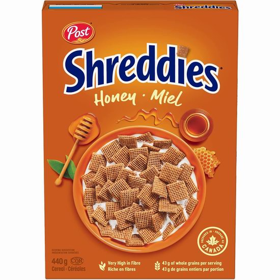  历史最低价！Post Shreddies 蜂蜜麦片（440克）6.1折 2.46加元！