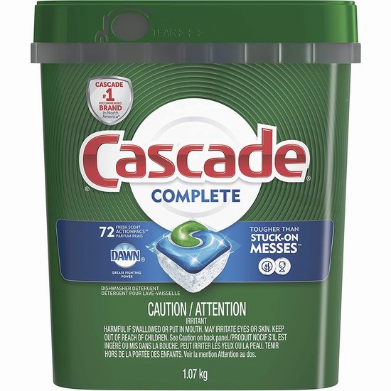  Cascade Complete Actionpacs 洗碗机洗碗球（72粒）7.1折 15.67加元！