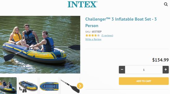 历史新低！Intex Challenger 3 三人充气船/橡皮艇/钓鱼船4.4折 91.43加元包邮！下周末安省免费钓鱼！