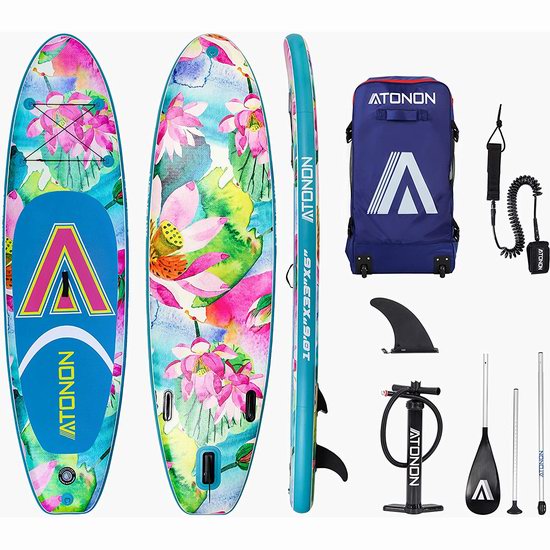  ATONON 高颜值荷花 军用级PVC 11英尺加大 SUP充气站立式桨板4.8折 239加元包邮！
