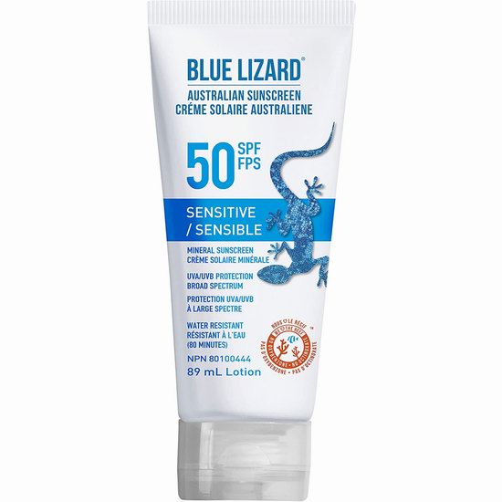  BLUE LIZARD 澳洲蓝蜥蜴 SPF 50+ 智能瓶身 敏感肌防晒霜（89ml ）11.39加元！