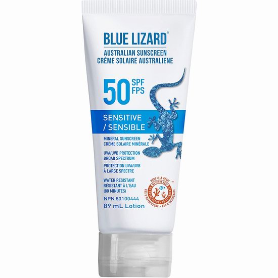  BLUE LIZARD 澳洲蓝蜥蜴 SPF 50+ 智能瓶身 敏感肌防晒霜（89ml ）7.6折 11.39加元！